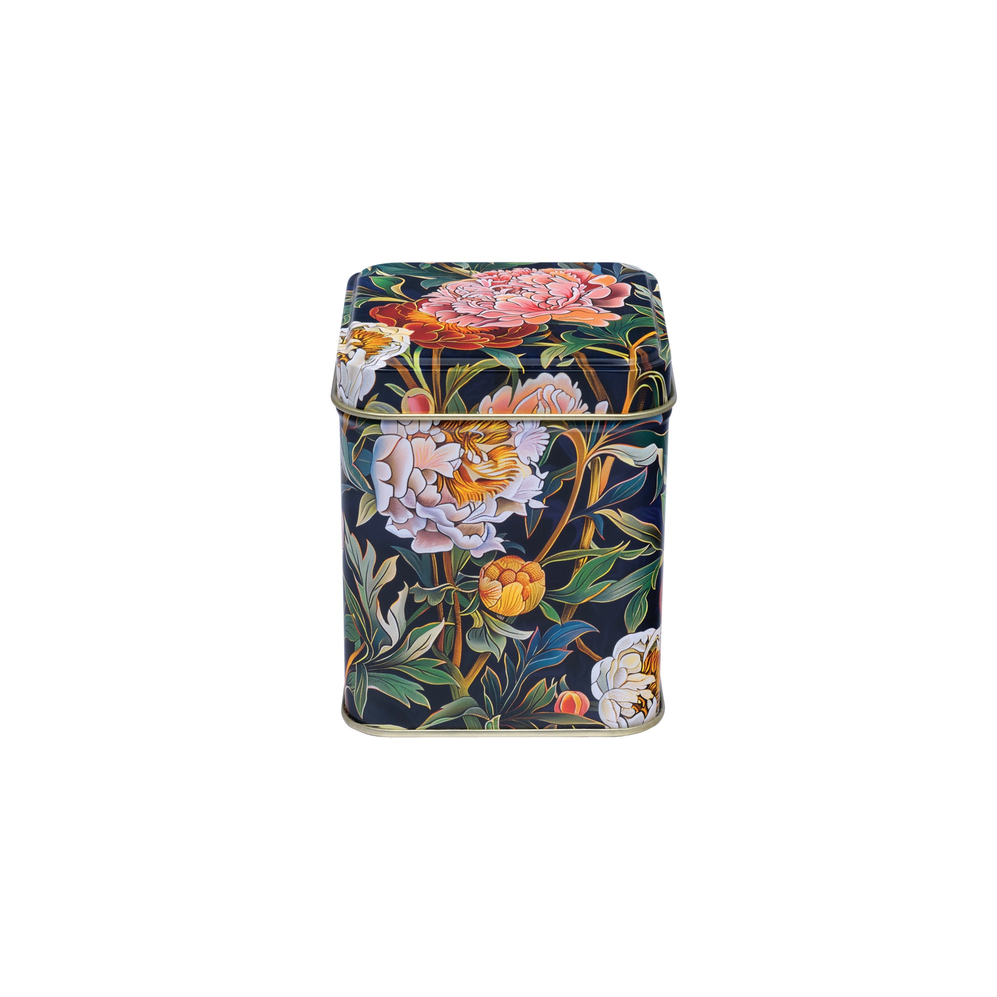 Arts & Crafts Peony Small Square Tin - Kitchentins.com