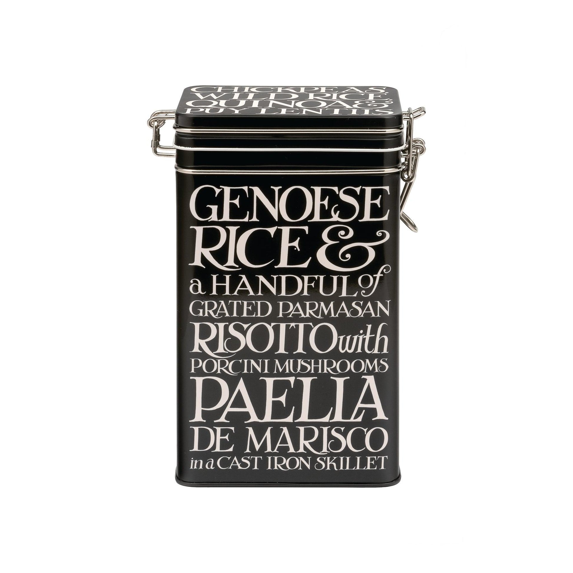 Emma Bridgewater - Black Toast Medium Black Rectangular Clip Lid Tin - Kitchentins.com