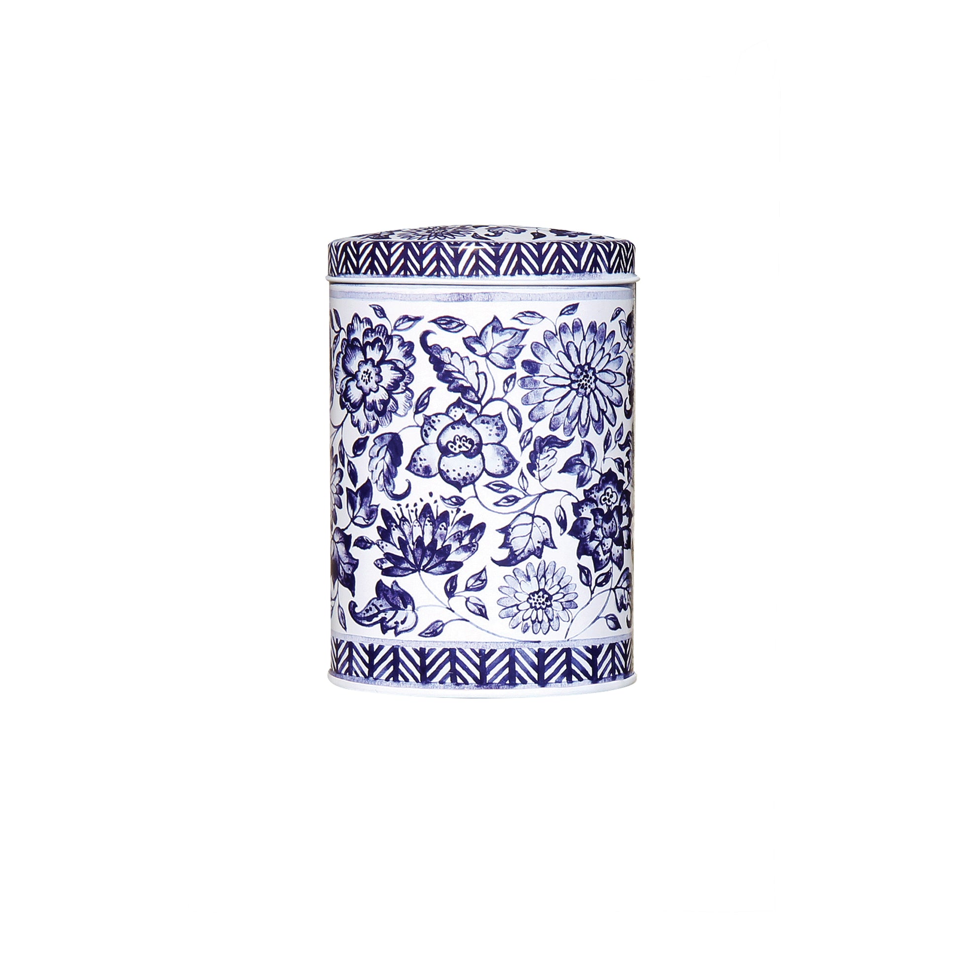 Claire Winteringham Blue & White Tall Oval Tin - Kitchentins.com