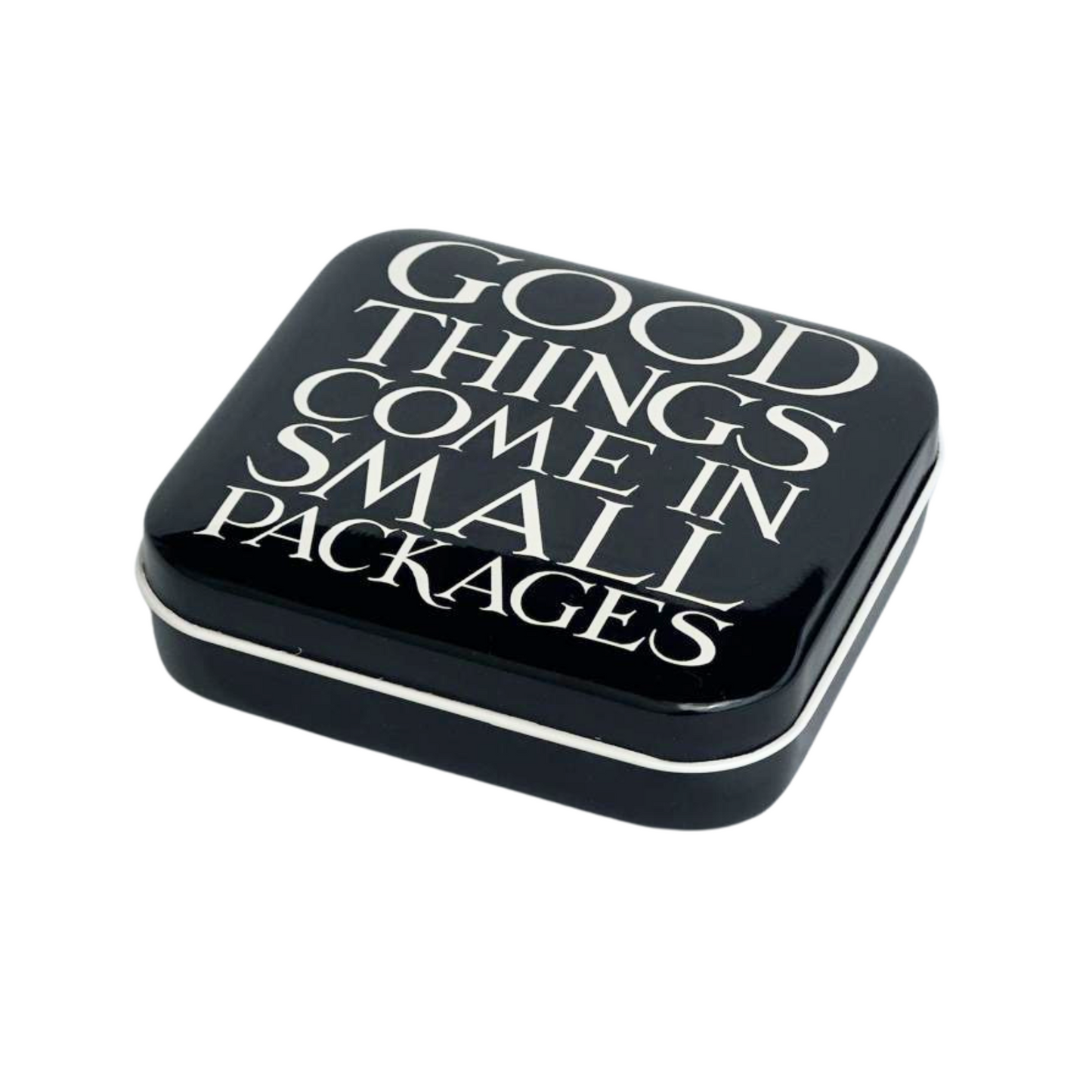 Kitchentins - Emma Bridgewater Pocket Tin Black Toast Design, black tin with white writing