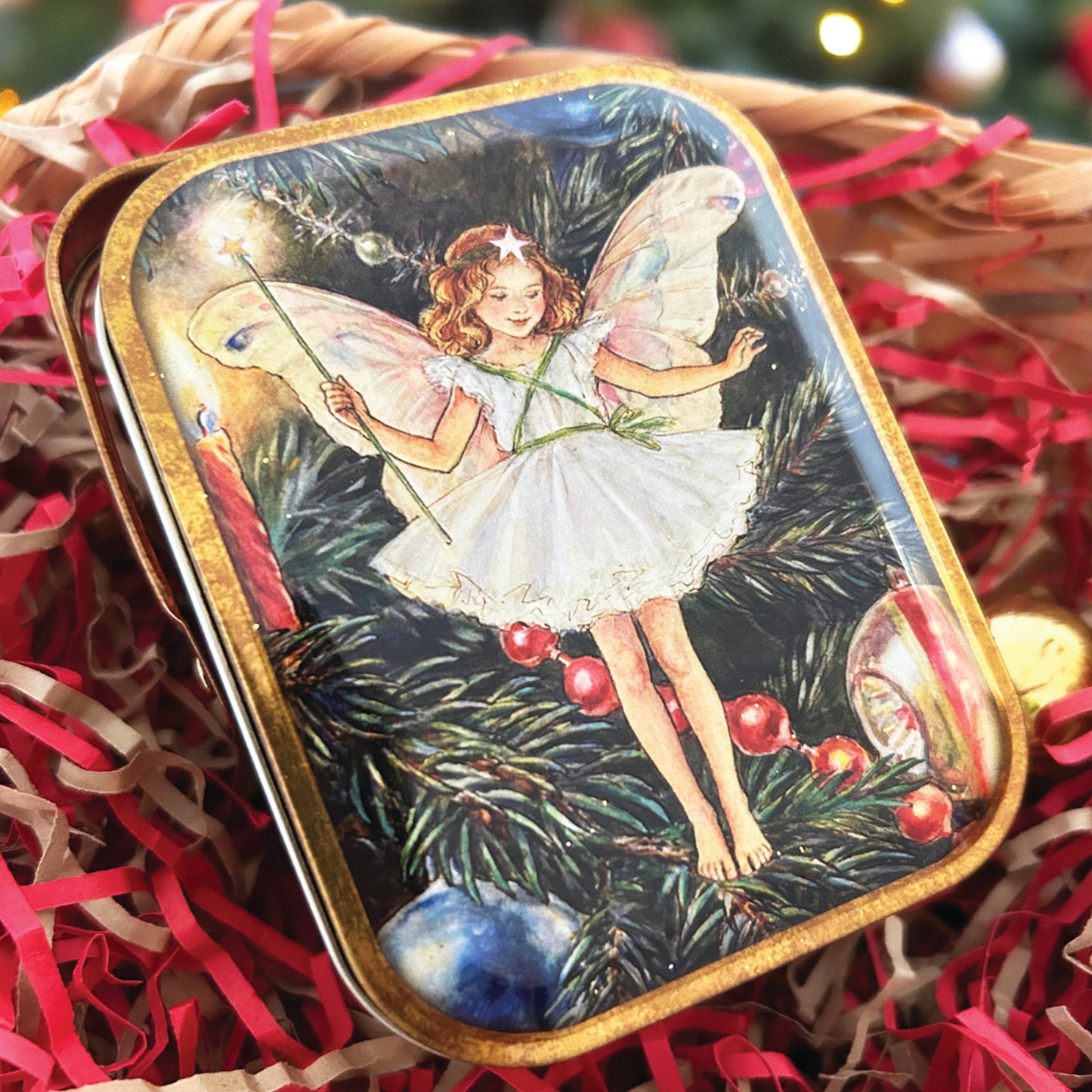 Kitchentins - Flower Fairies Decorative tin with a fairy design on a festive background