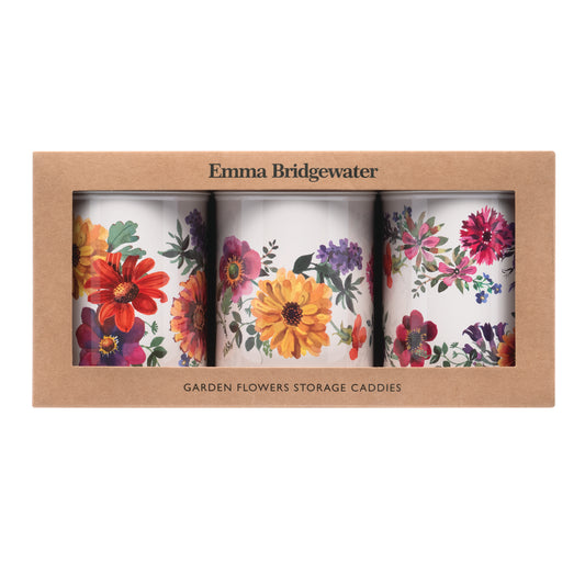 Emma Bridgewater - Garden Flowers, Set of 3 Round Caddies - Kitchentins.com