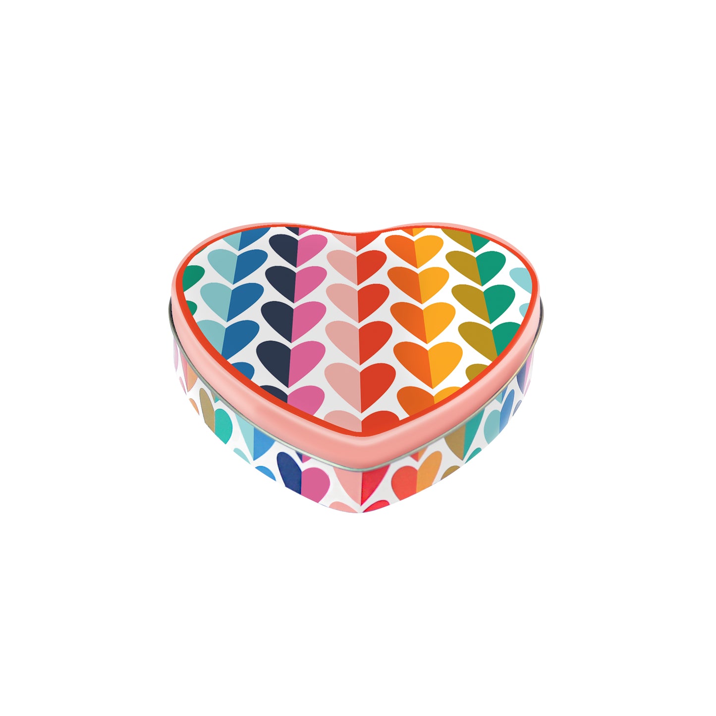 Kate Rhees - Rainbow Hearts Small Heart Shaped Tin - Kitchentins.com