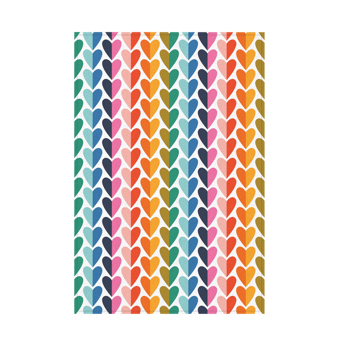 Kitchentins- Kate Rhees Rainbow Hearts design Tea Towel