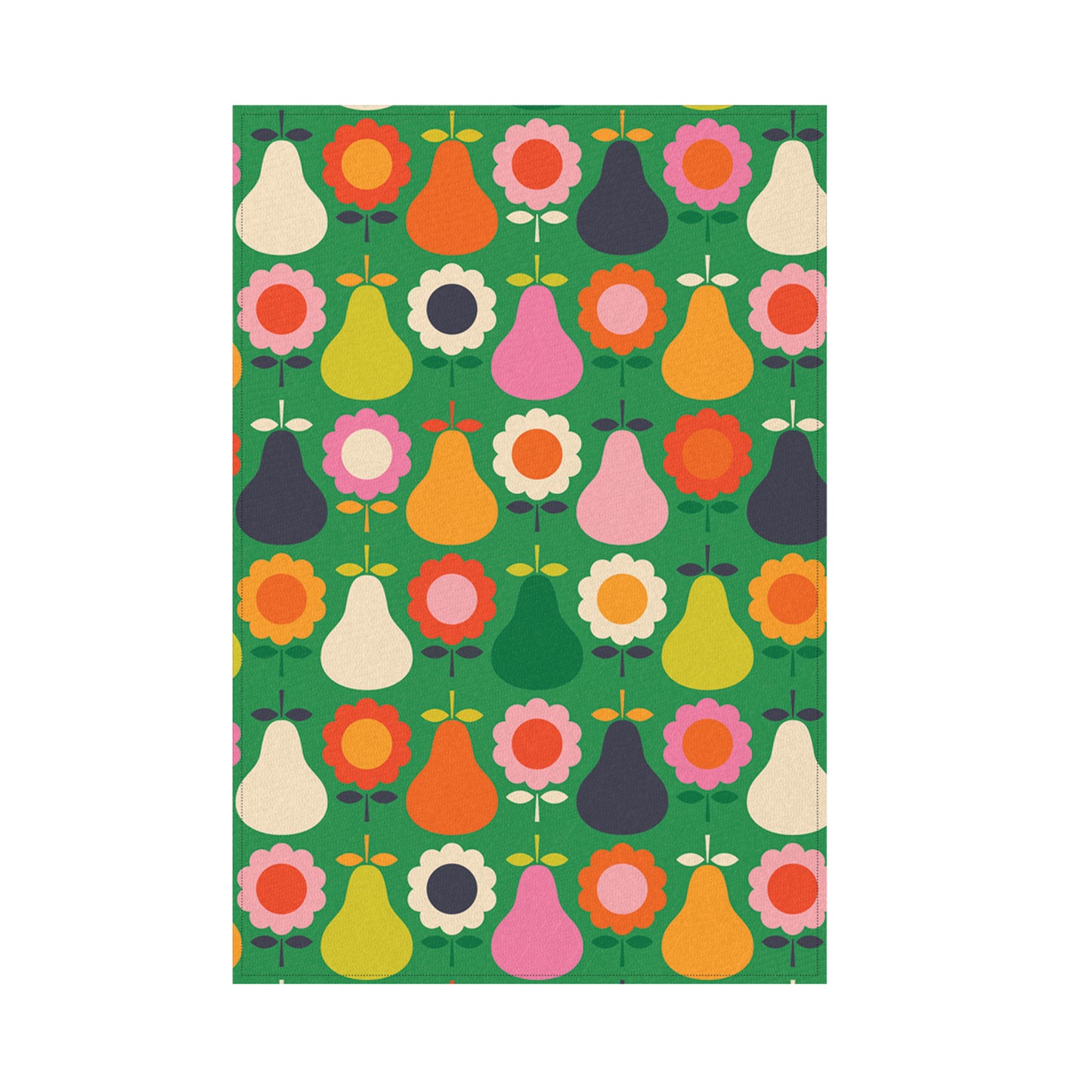 Kitchentins- Kate Rhees Pears & Flowers Retro design Tea Towel