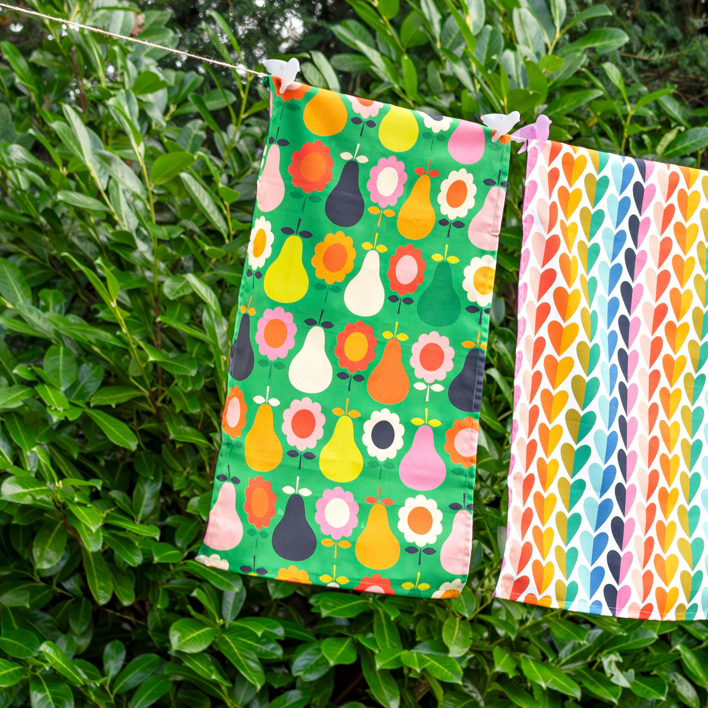 Kitchentins - Kate Rhees Pears & Flowers design tea towel