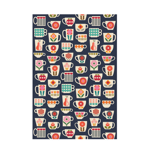 Kate Rhees- Teacups Tea Towel - Kitchentins.com