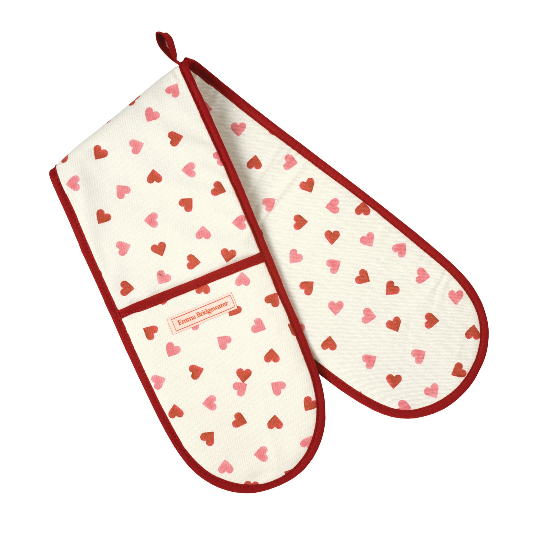 Emma Bridgewater - Pink Hearts Oven Glove & Tea Towel Set - Kitchentins.com