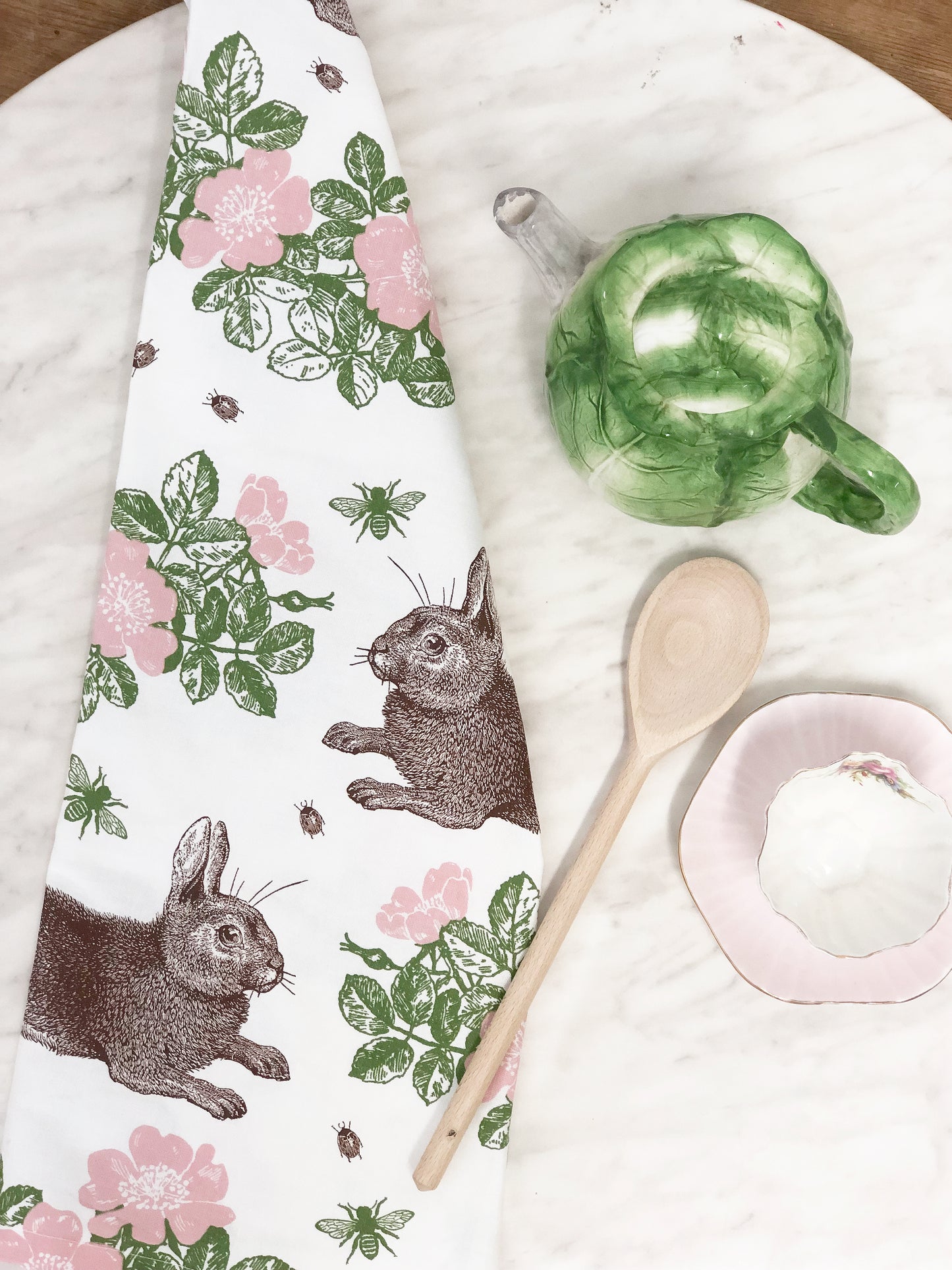 Thornback & Peel - Rabbit & Rose Tea Towel - Kitchentins.com