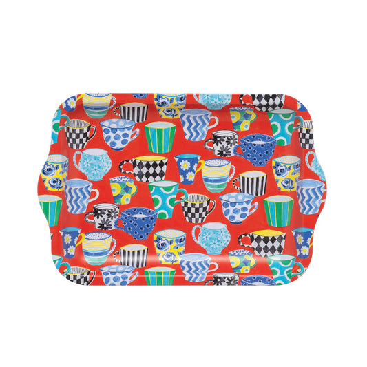 Sarah Campbell - Red Tea Cup Small Tin Tray - Kitchentins.com