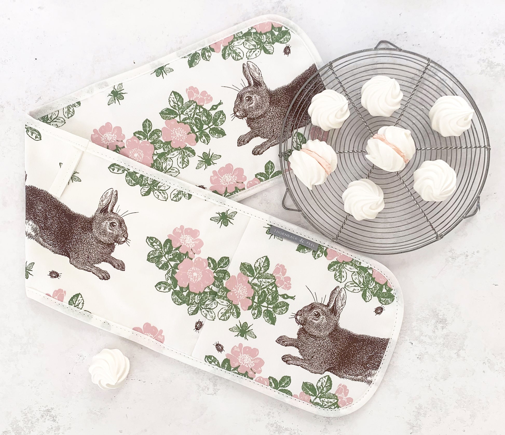 Thornback & Peel - Rabbit & Rose Oven Gloves - Kitchentins.com