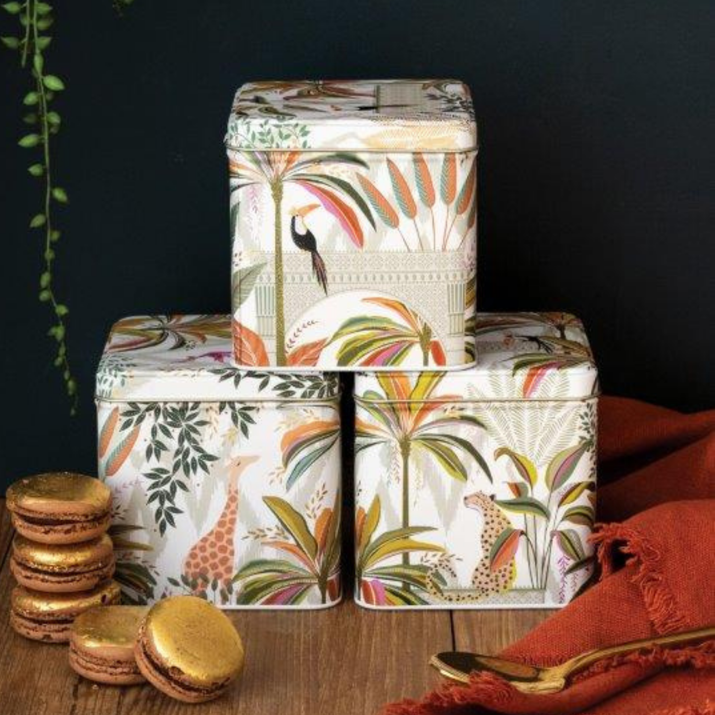 Kitchentins - Sara Miller Palm Garden Set of 3 Square Caddies