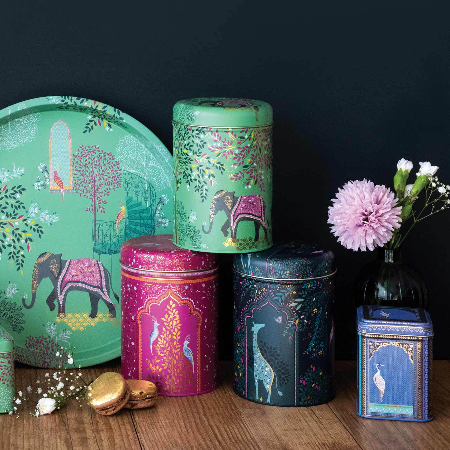 Kitchentins - Sara Miller India Set of 3 Round Caddies
