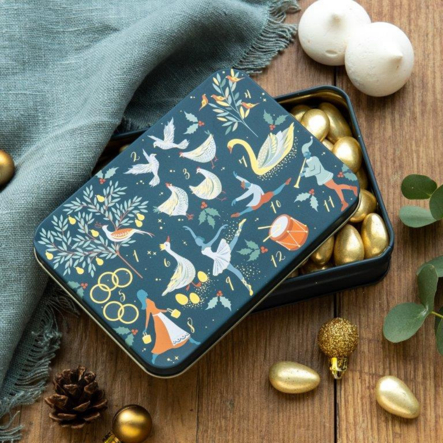 Sara Miller Christmas - 12 Days of Christmas Small Rectangular Tin - Kitchentins.com