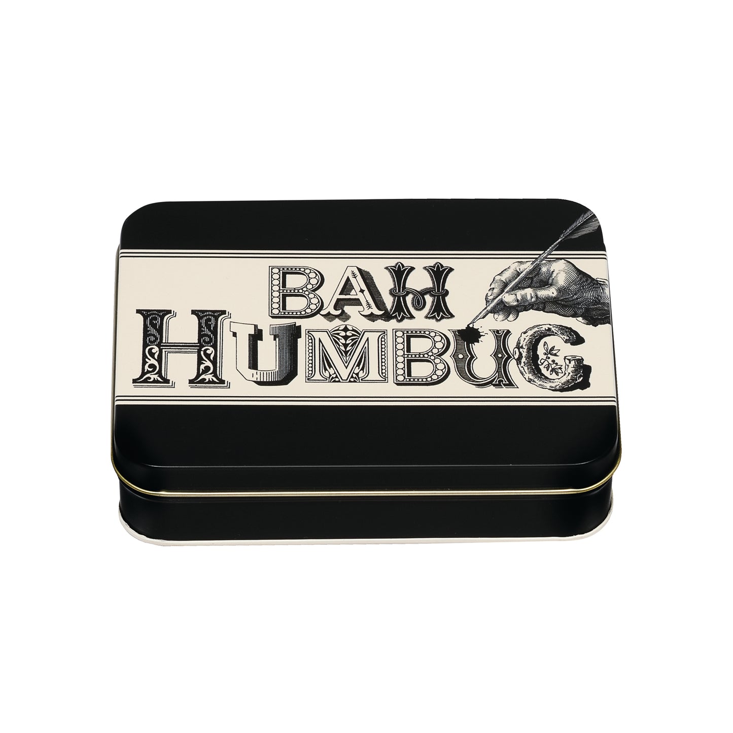 Typography - Bah Humbug Small Rectangular Tin - Kitchentins.com