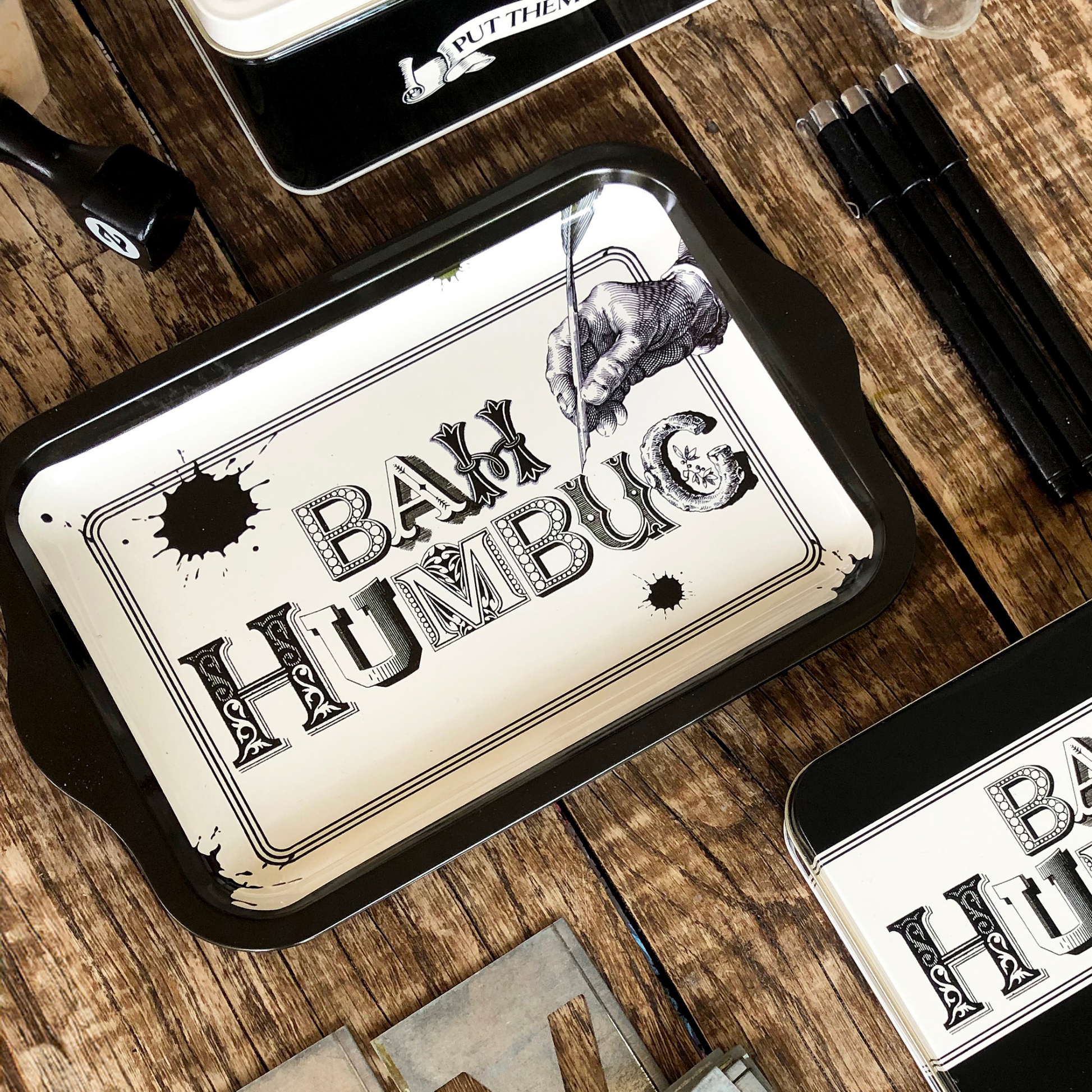 Kitchentins - Typography Bah Humbug Small Tin Tray