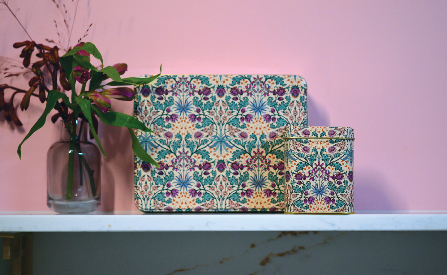 Arts & Crafts Hyacinth Small Rectangular Tin - Kitchentins