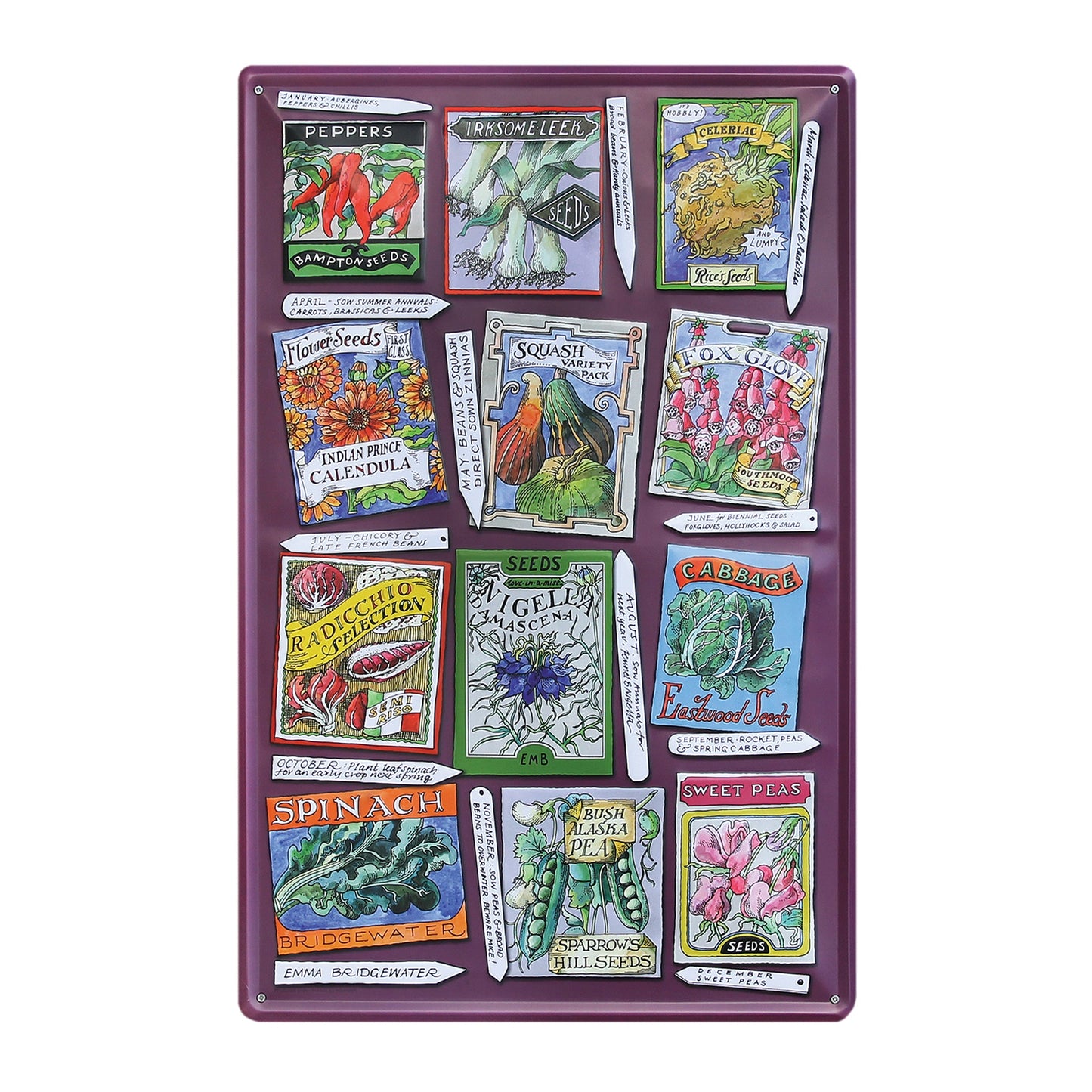 Emma Bridgewater - Seed Packets Embossed Metal Wall Art - Kitchentins.com