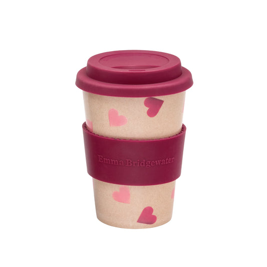 Emma Bridgewater - Pink Hearts Rice Husk Travel Cup - Kitchentins.com