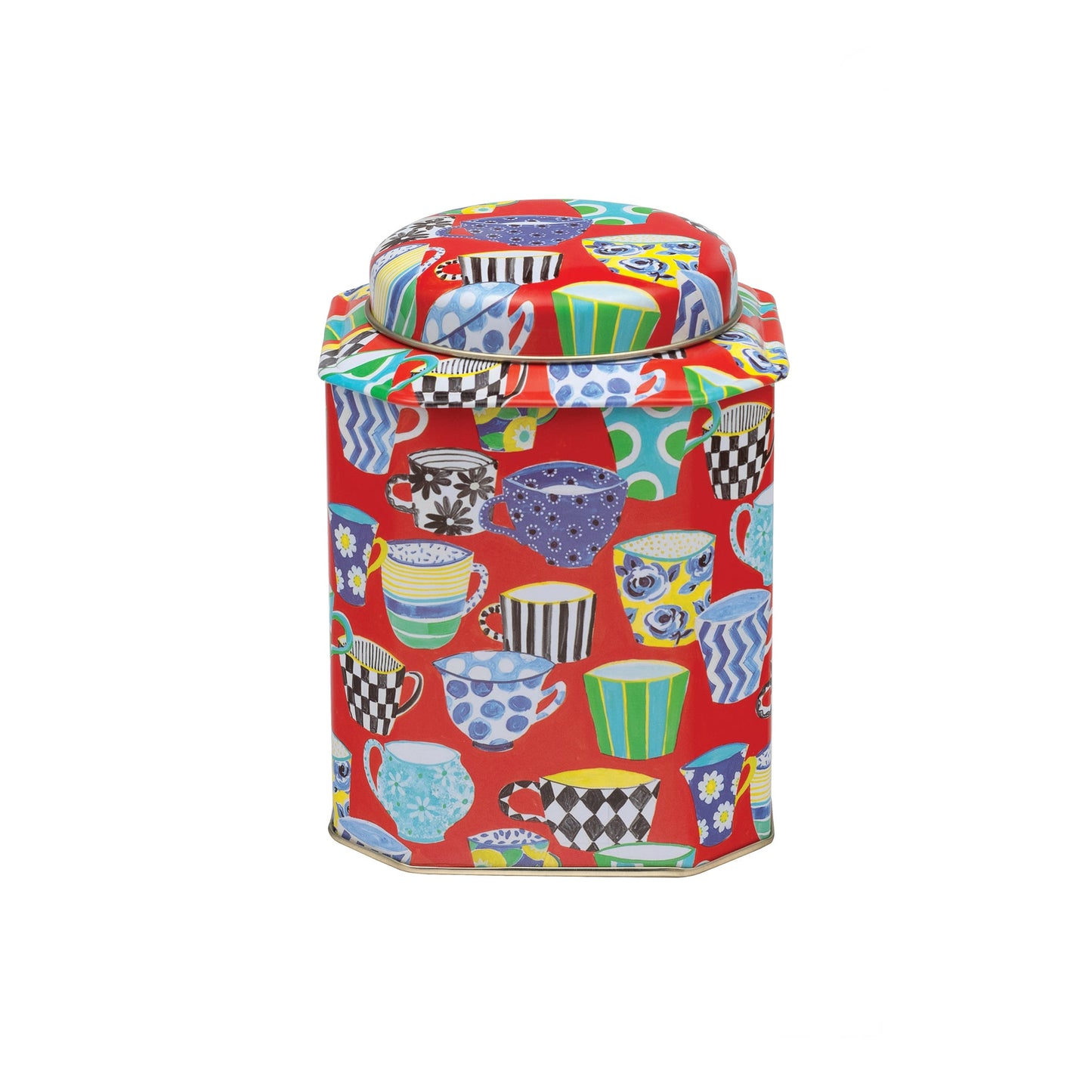 Sarah Campbell - Red Tea Cup Caddy Tin - Kitchentins.com