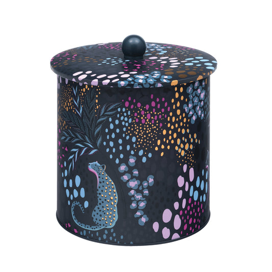 Sara Miller - Midnight Leopard Biscuit Barrel - Kitchentins.com