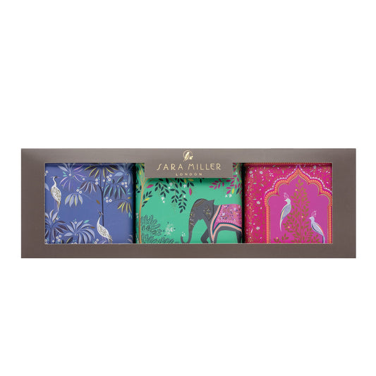 Sara Miller - India set of 3 Square Tin Caddies - Kitchentins.com
