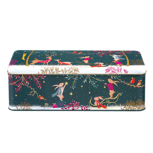 Sara Miller Christmas - Woodland Tales Long Deep Rectangular Tin - Kitchentins.com