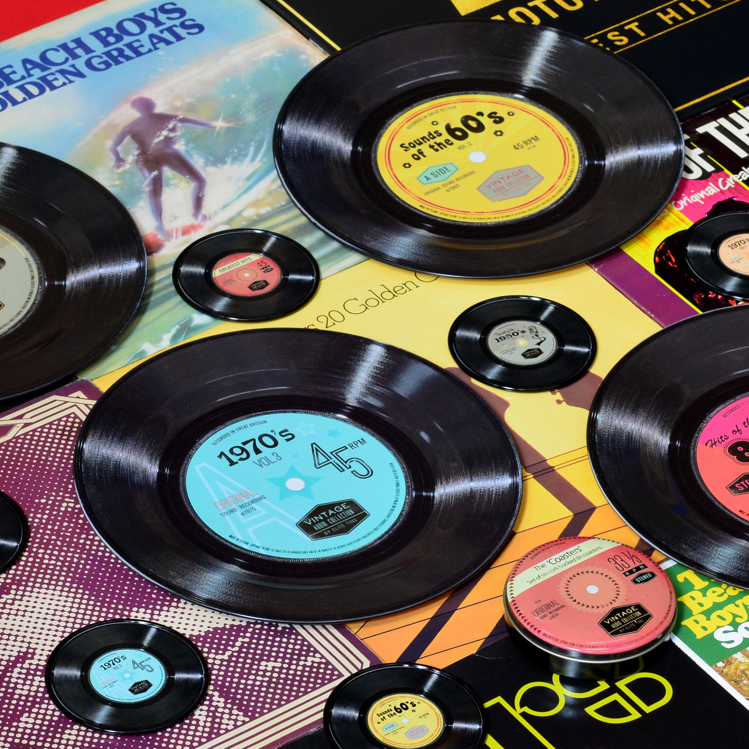 Vinyl Record design tin plates lifestyle image - Kitchentins