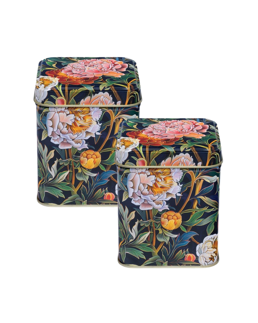 Arts & Crafts Peony Small Square Tin, Set of 2
