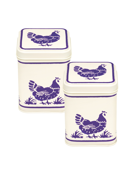 Emma Bridgewater Blue Hens Small Square Tin, Set of 2 - Kitchentins