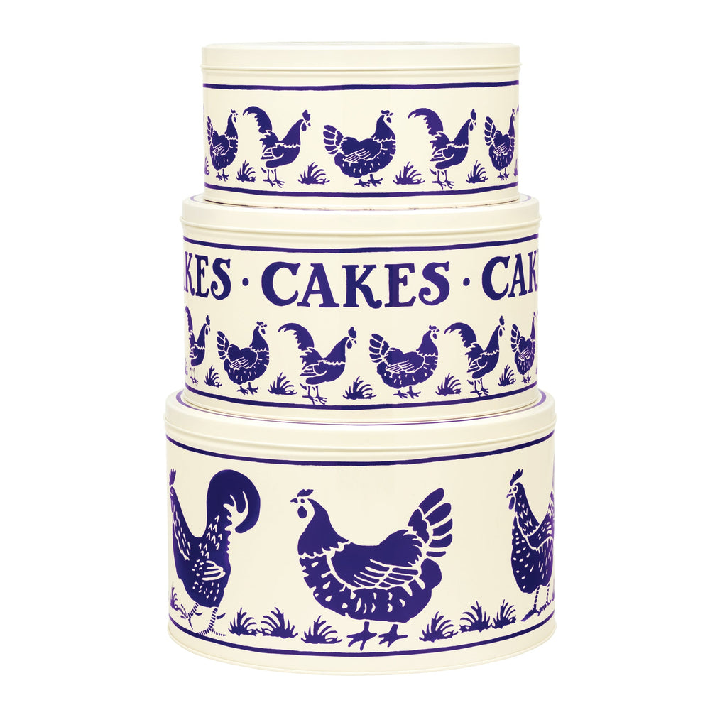 Emma Bridgewater - Blue Hens Set of 3 Cake Tins