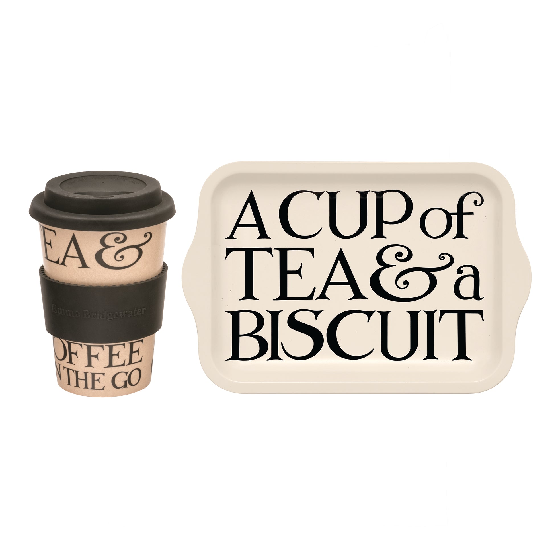 Emma Bridgewater - Black Toast Small Tin Tray & Rice Husk Travel Cup - Kitchentins.com