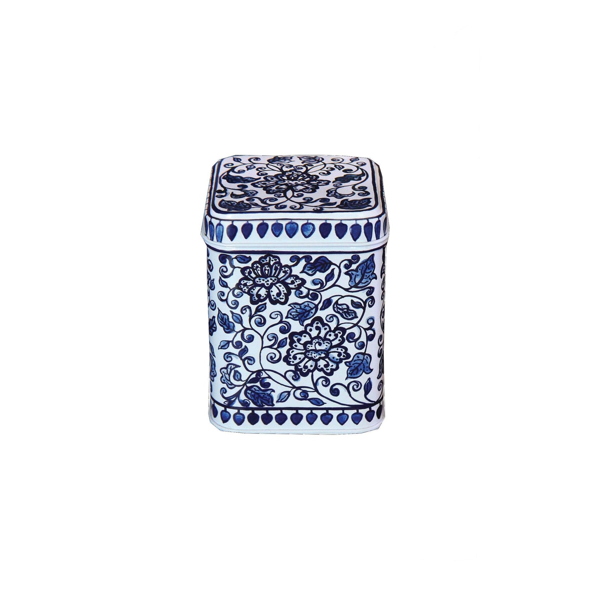 kitchentins - Claire Winteringham blue and white small square tin