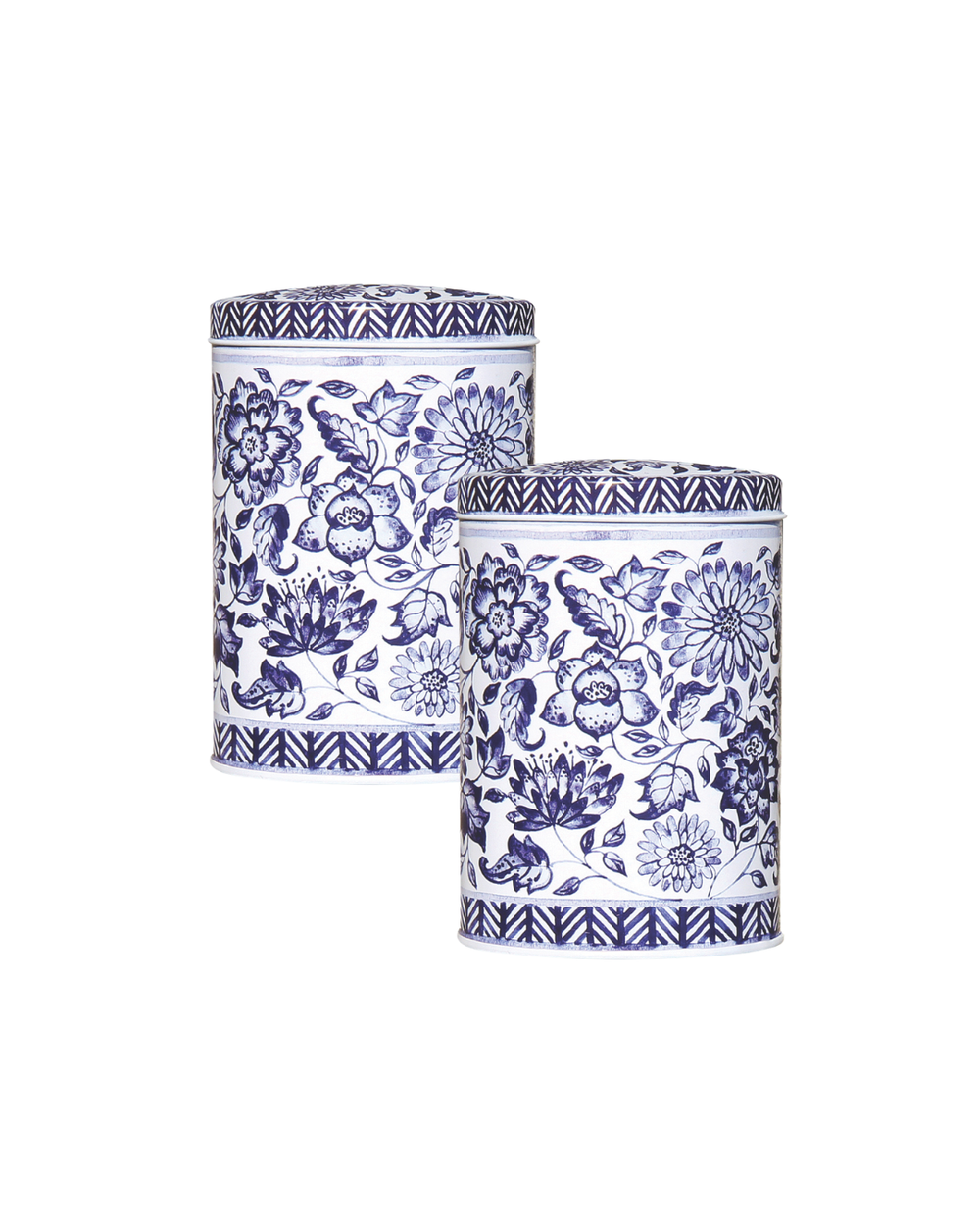 Claire Winteringham Blue & White Tall Oval Tin, Set of 2