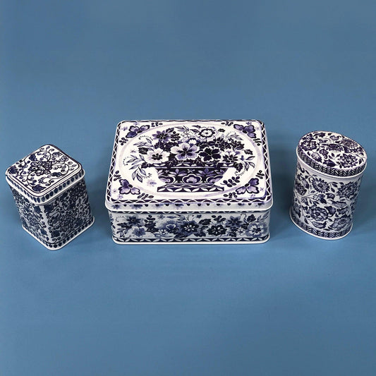 Claire Winteringham Blue & White Tin Set - Kitchentins.com