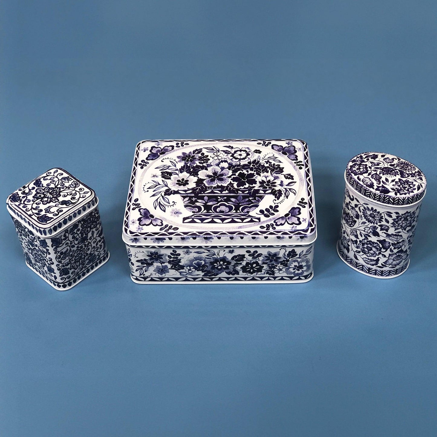 kitchentins - Claire Winteringham set of three blue and white tins