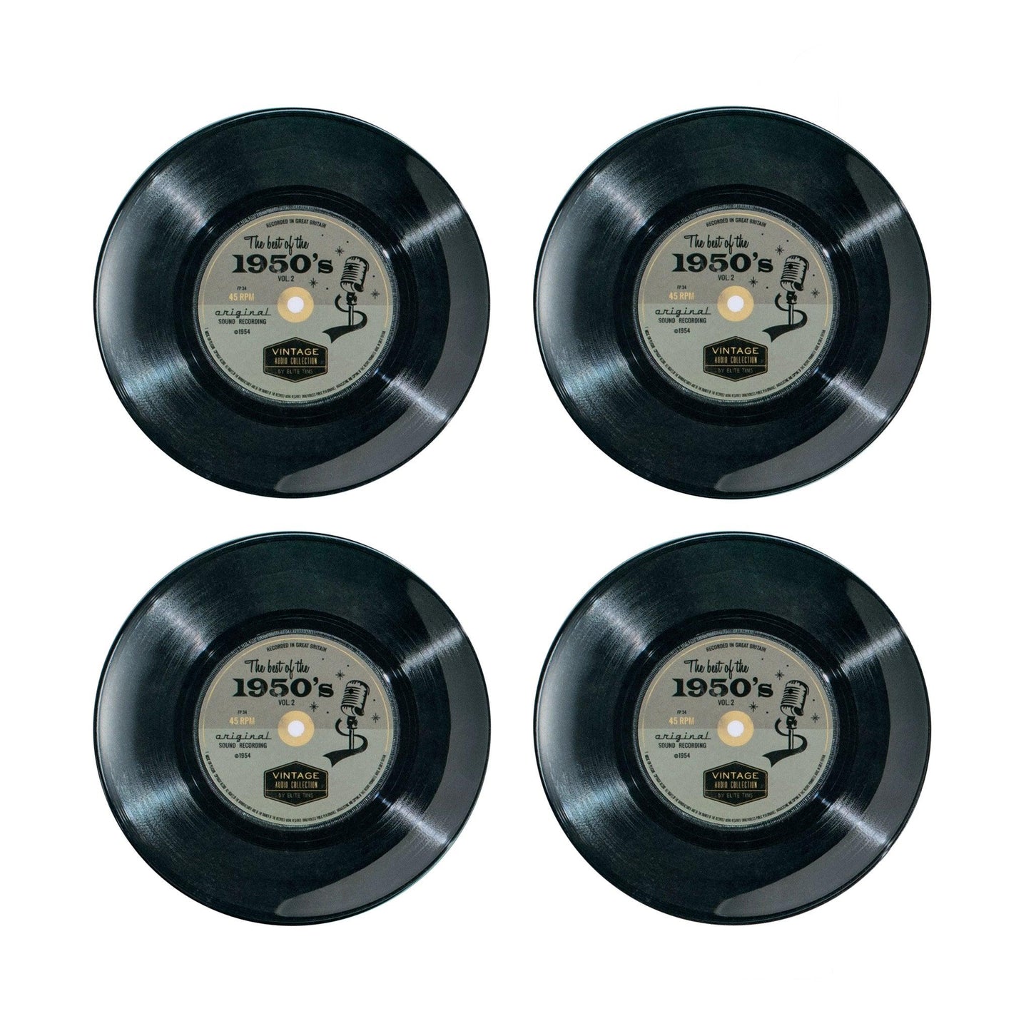 Tin Record Plates, Set of 4 - Kitchentins.com