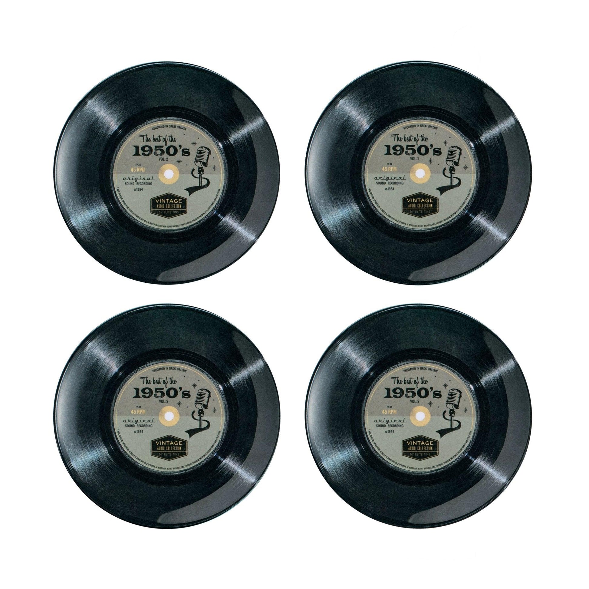 Tin Record Plates, Set of 4 - Kitchentins.com
