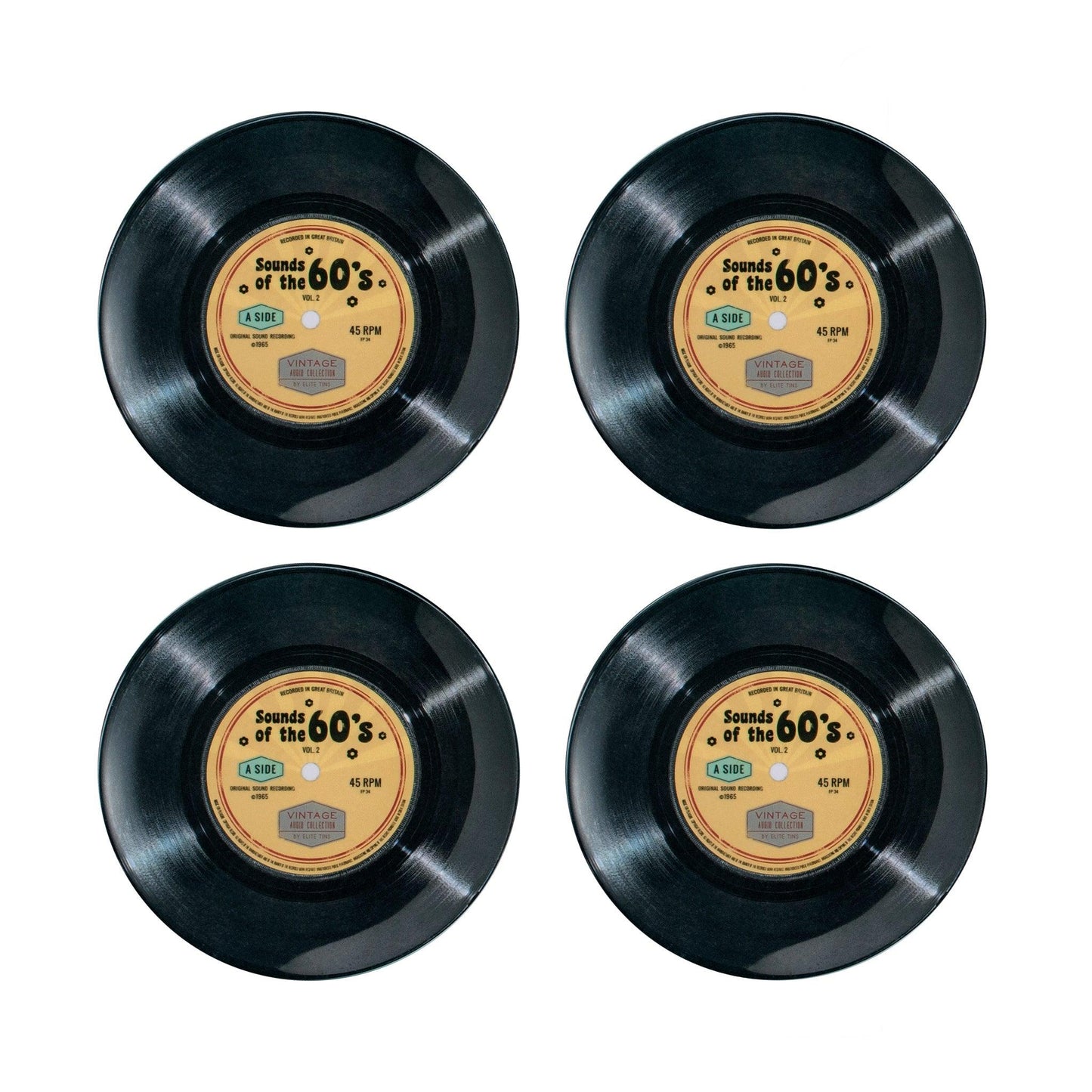Tin Record Plates, Set of 4 - Kitchentins.com