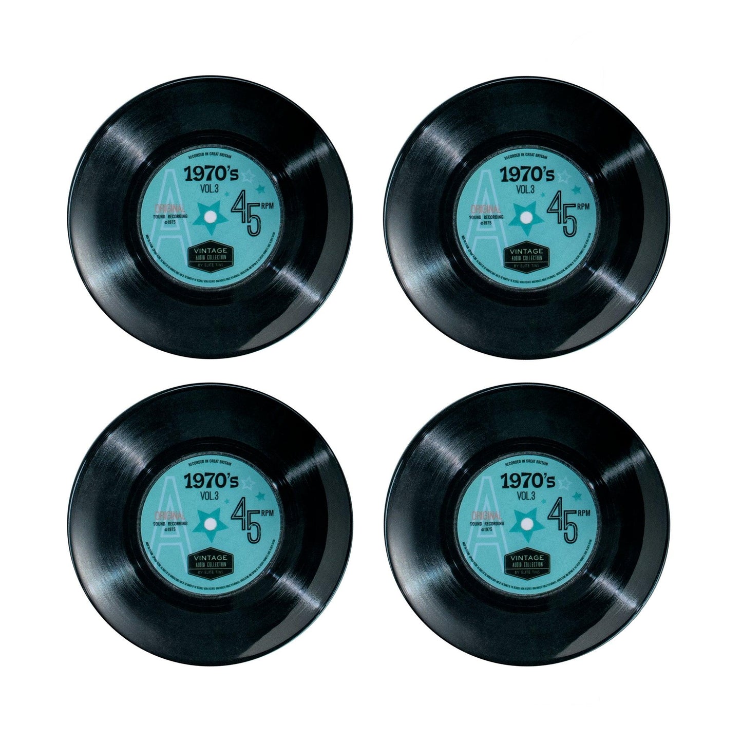 Tin Record Plates, Set of 4 - Kitchentins.com