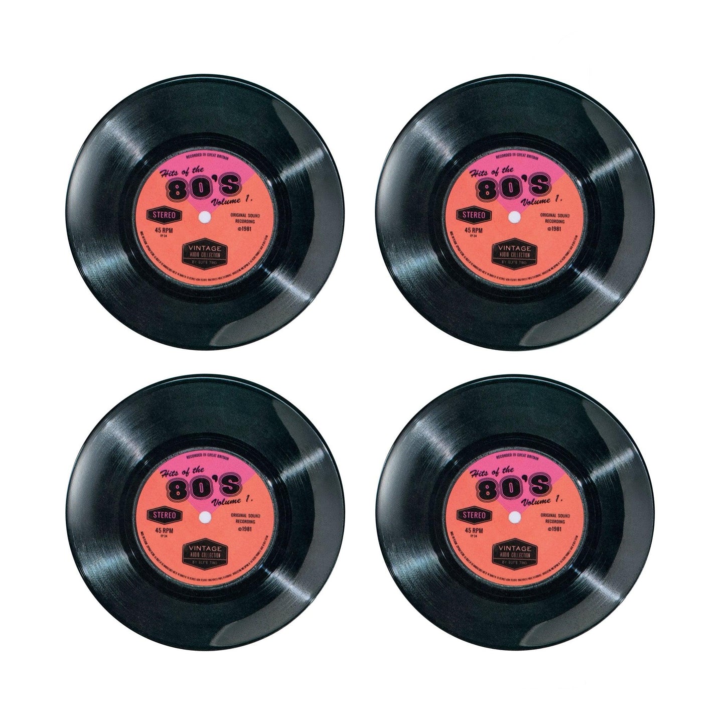 Tin Record Plates, Set of 4 - Kitchentins.com