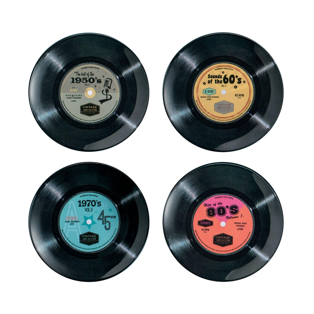 Tin Record Plates - Set of 4