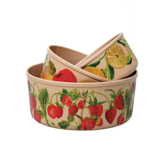 kitchentins - rice husk serving bowls with fruit designs on each