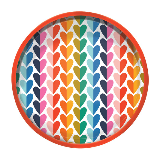 Kitchentins- Kate Rhees rainbow hearts design deepwell tray