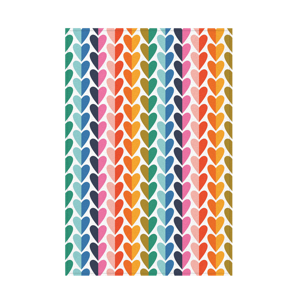 Kate Rhees - Rainbow Hearts Tea Towel