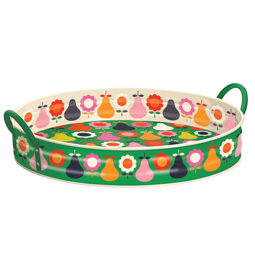 Kate Rhees - Pears & Flowers Large Handled Tray