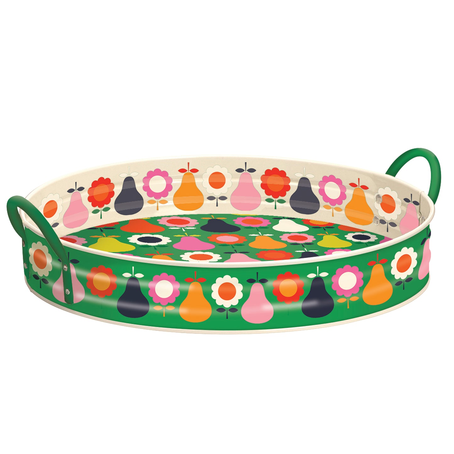 Kitchentins - Kate Rhees Pears and Flowers Large Handled Tray