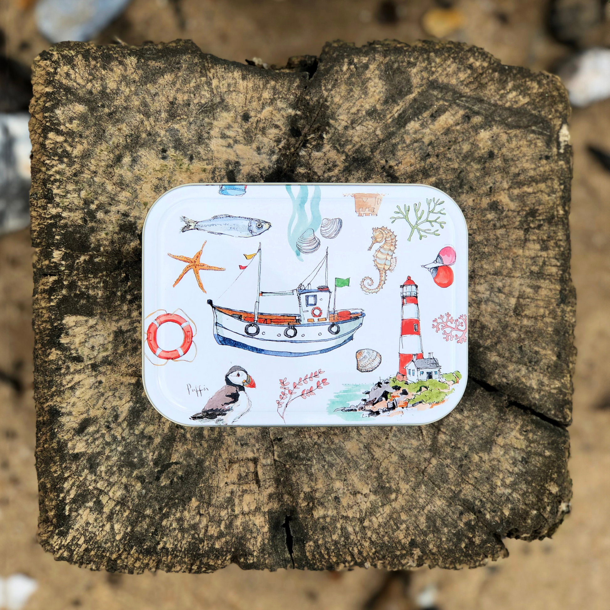 Kitchentins - Madeleine Floyd Seaside design small rectangular tin
