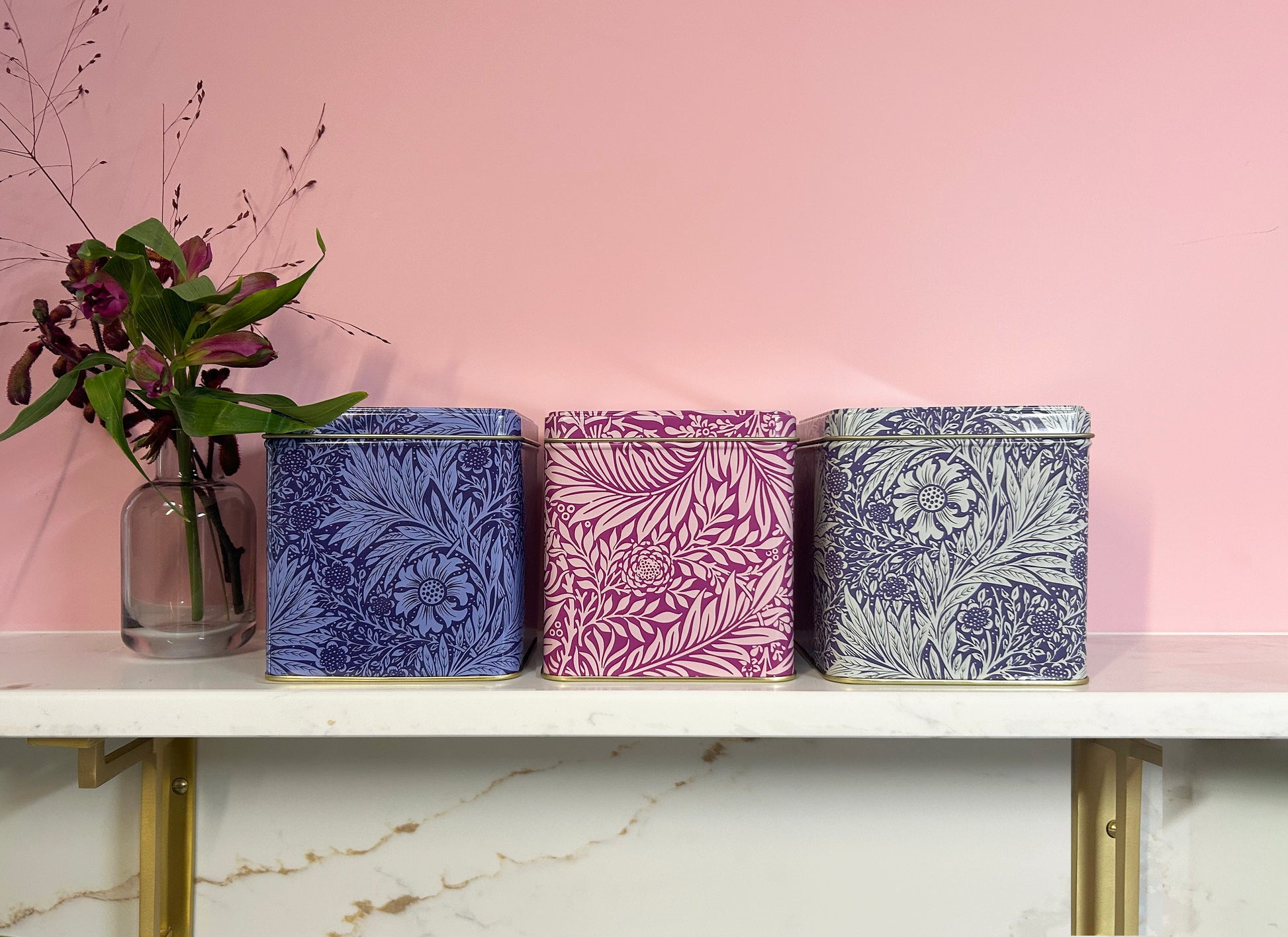 Arts & Crafts Marigold Set 3 square caddies - Kitchentins