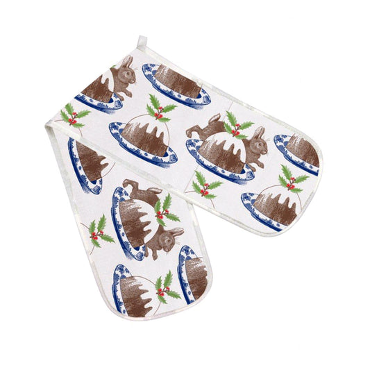 Thornback & Peel Rabbit & Christmas Pudding design Double Oven Gloves - Kitchentins.com